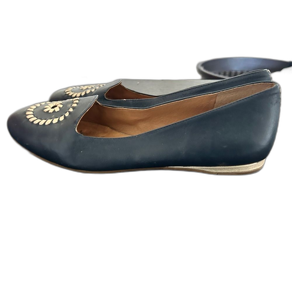 Jack Rogers Loafers Slip On Flats Shoes Womens 8.5 Blue Gold Rebecca Classic - Picture 2 of 7